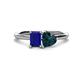 1 - Esther Emerald Shape Lab Created Blue Sapphire & Heart Shape London Blue Topaz 2 Stone Duo Ring 