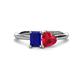 1 - Esther Emerald Shape Lab Created Blue Sapphire & Heart Shape Lab Created Ruby 2 Stone Duo Ring 