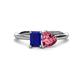 1 - Esther Emerald Shape Lab Created Blue Sapphire & Heart Shape Pink Tourmaline 2 Stone Duo Ring 