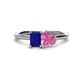 1 - Esther Emerald Shape Lab Created Blue Sapphire & Heart Shape Pink Sapphire 2 Stone Duo Ring 