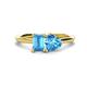 1 - Esther Emerald & Heart Shape Blue Topaz 2 Stone Duo Ring 