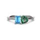 1 - Esther Emerald Shape Blue Topaz & Heart Shape Lab Created Alexandrite 2 Stone Duo Ring 