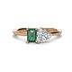 1 - Esther GIA Certified Heart Shape Diamond & Emerald Shape Lab Created Alexandrite 2 Stone Duo Ring 
