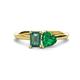 1 - Esther Emerald & Heart Shape Created Alexandrite & Created Emerald 2 Stone Duo Ring 