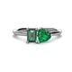 1 - Esther Emerald & Heart Shape Created Alexandrite & Created Emerald 2 Stone Duo Ring 