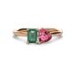 1 - Esther Emerald Shape Lab Created Alexandrite & Heart Shape Pink Tourmaline 2 Stone Duo Ring 
