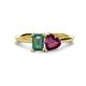 1 - Esther Emerald Shape Lab Created Alexandrite & Heart Shape Rhodolite Garnet 2 Stone Duo Ring 