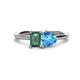 1 - Esther Emerald Shape Lab Created Alexandrite & Heart Shape Blue Topaz 2 Stone Duo Ring 