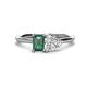 1 - Esther Emerald Shape Lab Created Alexandrite & Heart Shape Forever One Moissanite 2 Stone Duo Ring 