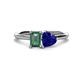 1 - Esther Emerald & Heart Shape Created Alexandrite & Created Blue Sapphire 2 Stone Duo Ring 