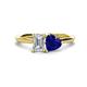 1 - Esther GIA Certified Emerald Shape Diamond & Heart Shape Lab Created Blue Sapphire 2 Stone Duo Ring 