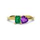 1 - Esther Emerald Shape Lab Created Emerald & Heart Shape Amethyst 2 Stone Duo Ring 