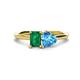1 - Esther Emerald Shape Lab Created Emerald & Heart Shape Blue Topaz 2 Stone Duo Ring 