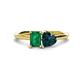 1 - Esther Emerald Shape Lab Created Emerald & Heart Shape London Blue Topaz 2 Stone Duo Ring 
