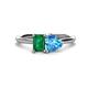 1 - Esther Emerald Shape Lab Created Emerald & Heart Shape Blue Topaz 2 Stone Duo Ring 