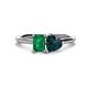1 - Esther Emerald Shape Lab Created Emerald & Heart Shape London Blue Topaz 2 Stone Duo Ring 