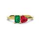 1 - Esther Emerald Shape Lab Created Emerald & Heart Shape Lab Created Ruby 2 Stone Duo Ring 