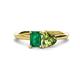 1 - Esther Emerald Shape Lab Created Emerald & Heart Shape Peridot 2 Stone Duo Ring 