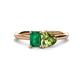 1 - Esther Emerald Shape Lab Created Emerald & Heart Shape Peridot 2 Stone Duo Ring 