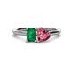 1 - Esther Emerald Shape Lab Created Emerald & Heart Shape Pink Tourmaline 2 Stone Duo Ring 