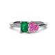 1 - Esther Emerald Shape Lab Created Emerald & Heart Shape Pink Sapphire 2 Stone Duo Ring 