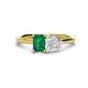 1 - Esther Emerald Shape Lab Created Emerald & Heart Shape White Sapphire 2 Stone Duo Ring 