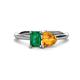 1 - Esther Emerald Shape Lab Created Emerald & Heart Shape Citrine 2 Stone Duo Ring 