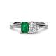 1 - Esther GIA Certified Heart Shape Diamond & Emerald Shape Lab Created Emerald 2 Stone Duo Ring 