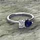 2 - Esther IGI Certified Emerald Shape Lab Grown Diamond & Heart Shape Lab Created Blue Sapphire 2 Stone Duo Ring 