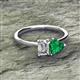 2 - Esther IGI Certified Emerald Shape Lab Grown Diamond & Heart Shape Lab Created Emerald 2 Stone Duo Ring 