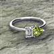 2 - Esther IGI Certified Emerald Shape Lab Grown Diamond & Heart Shape Peridot 2 Stone Duo Ring 