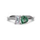 1 - Esther IGI Certified Emerald Shape Lab Grown Diamond & Heart Shape Lab Created Alexandrite 2 Stone Duo Ring 