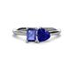1 - Esther Emerald Shape Iolite & Heart Shape Lab Created Blue Sapphire 2 Stone Duo Ring 