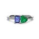 1 - Esther Emerald Shape Iolite & Heart Shape Lab Created Emerald 2 Stone Duo Ring 