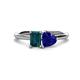 1 - Esther Emerald Shape London Blue Topaz & Heart Shape Lab Created Blue Sapphire 2 Stone Duo Ring 