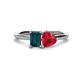 1 - Esther Emerald Shape London Blue Topaz & Heart Shape Lab Created Ruby 2 Stone Duo Ring 