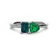 1 - Esther Emerald Shape London Blue Topaz & Heart Shape Lab Created Emerald 2 Stone Duo Ring 
