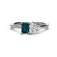 1 - Esther GIA Certified Heart Shape Diamond & Emerald Shape London Blue Topaz 2 Stone Duo Ring 
