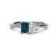 1 - Esther Emerald Shape London Blue Topaz & Heart Shape Forever Brilliant Moissanite 2 Stone Duo Ring 