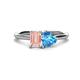 1 - Esther Emerald Shape Morganite & Heart Shape Blue Topaz 2 Stone Duo Ring 