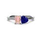 1 - Esther Emerald Shape Morganite & Heart Shape Lab Created Blue Sapphire 2 Stone Duo Ring 