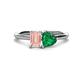 1 - Esther Emerald Shape Morganite & Heart Shape Lab Created Emerald 2 Stone Duo Ring 