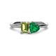 1 - Esther Emerald Shape Peridot & Heart Shape Lab Created Emerald 2 Stone Duo Ring 
