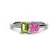 1 - Esther Emerald Shape Peridot & Heart Shape Pink Sapphire 2 Stone Duo Ring 
