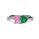 1 - Esther Emerald Shape Pink Sapphire & Heart Shape Lab Created Emerald 2 Stone Duo Ring 