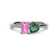 1 - Esther Emerald Shape Pink Sapphire & Heart Shape Lab Created Alexandrite 2 Stone Duo Ring 
