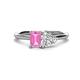 1 - Esther Emerald Shape Pink Sapphire & Heart Shape Forever Brilliant Moissanite 2 Stone Duo Ring 