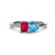1 - Esther Emerald Shape Lab Created Ruby & Heart Shape Blue Topaz 2 Stone Duo Ring 