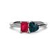 1 - Esther Emerald Shape Lab Created Ruby & Heart Shape London Blue Topaz 2 Stone Duo Ring 