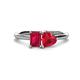 1 - Esther Emerald Shape Lab Created Ruby & Heart Shape Lab Created Ruby 2 Stone Duo Ring 